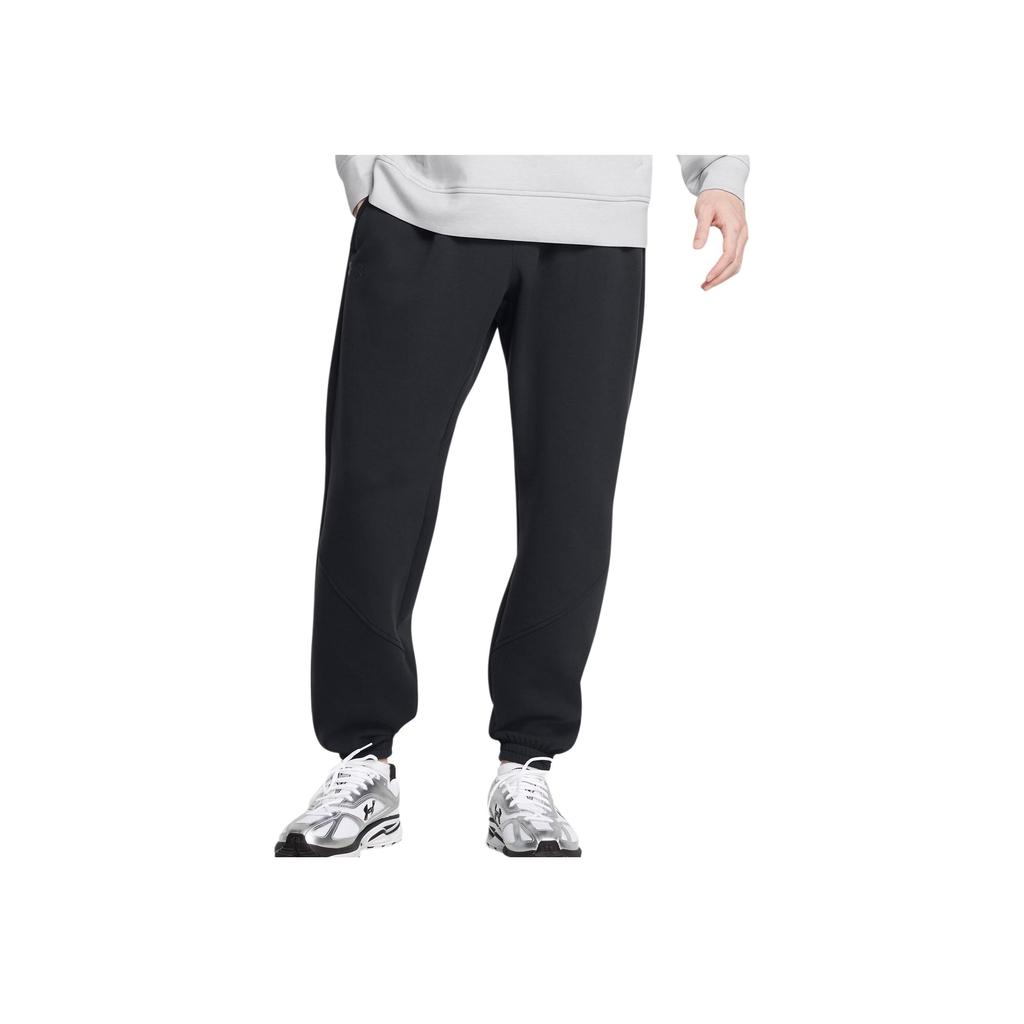 Under Armour Mid Rise Drawstring Solid Color Casual Pants Men Bottoms Black 1389479-001