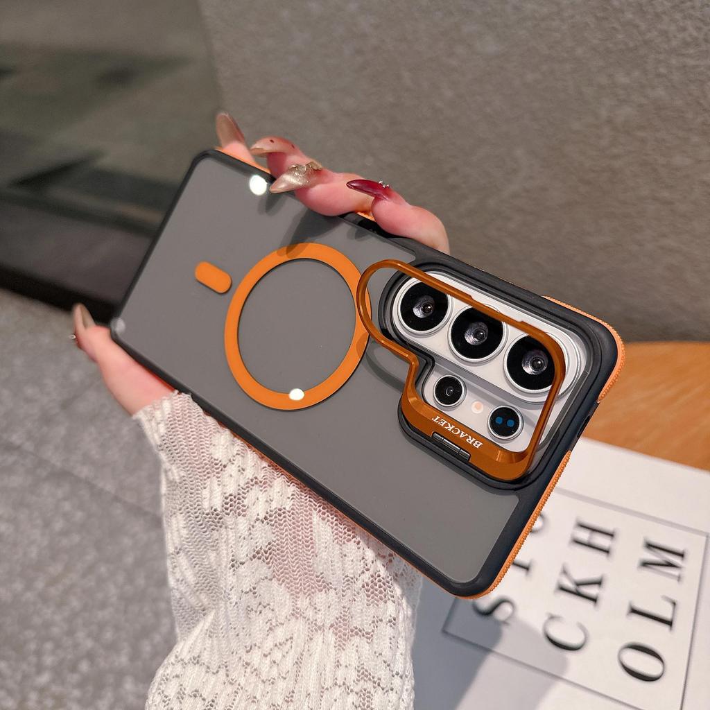 Dual-color Magnetic Lens Stand Protective Case for Samsung S26 Ultra & S25 – Drop-Proof, Skin-Feel Design
