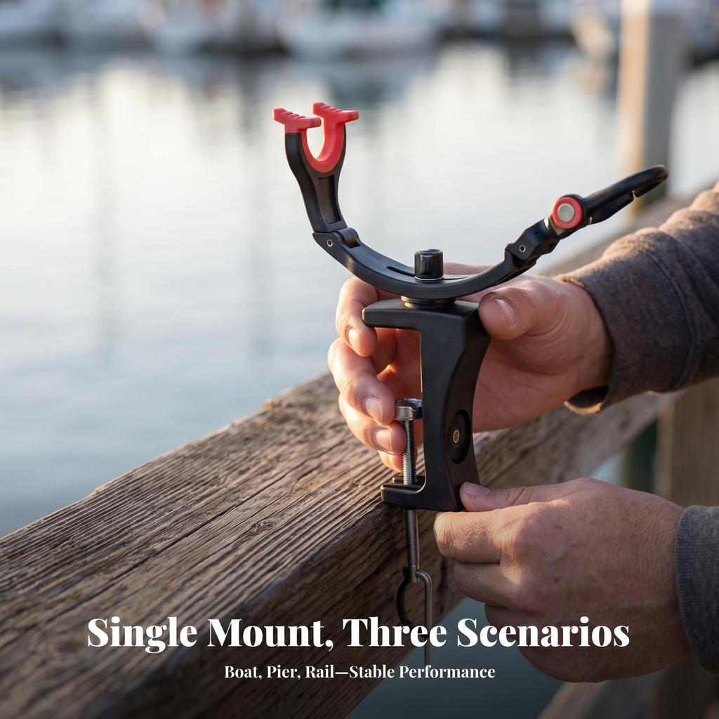 Fishing Rod Holder with Clamp Heavy-Duty Gear Wear-Resistant for Anglers