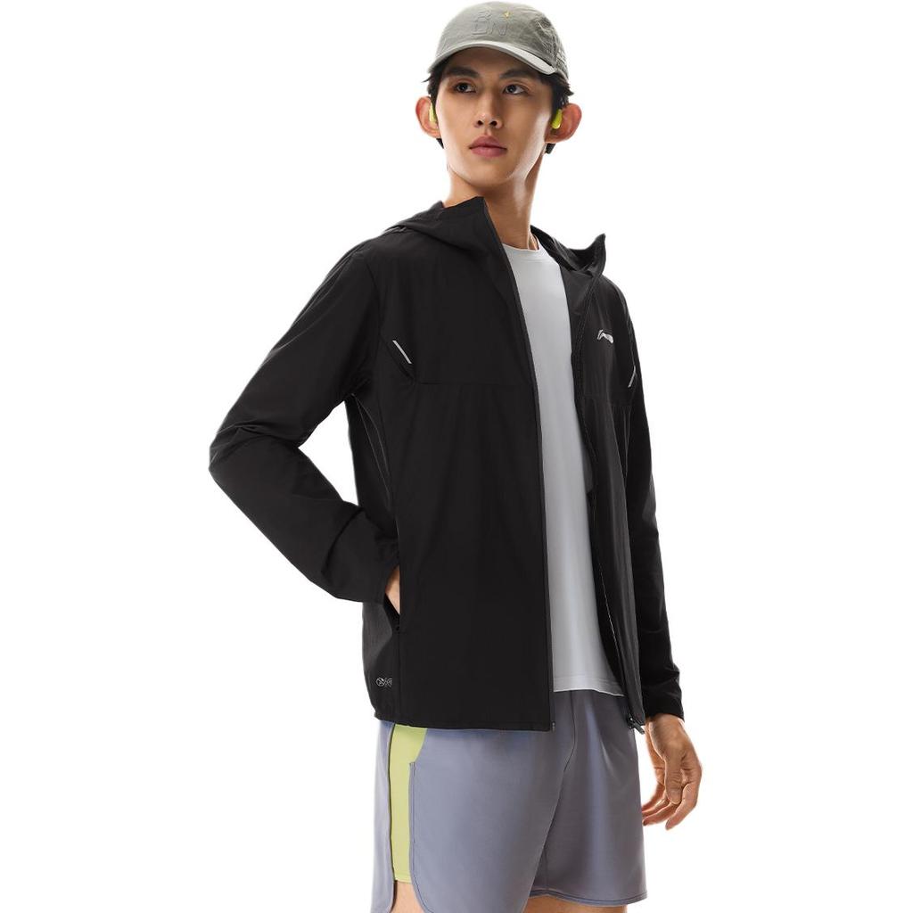 Giacca da corsa Li Ning serie UV resistente antivento idrorepellente con cappuccio protezione solare uomo giacche AFDW453-1