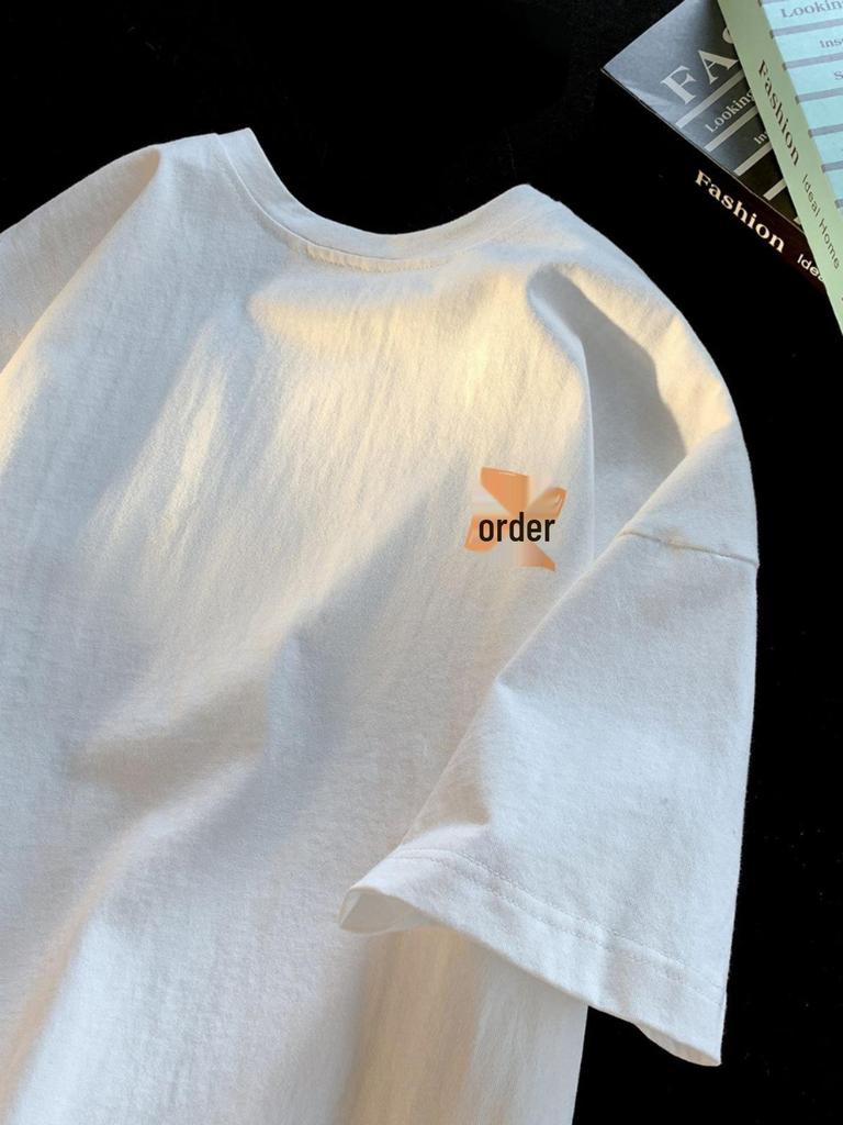 Plus Size 300 Jin Cotton Short-Sleeve T-shirt for Men & Women - Casual Hong Kong Style, Unisex, Loose Fit, Perfect for Summer.