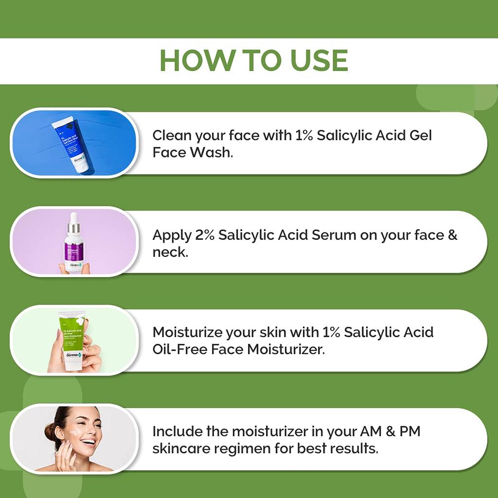 The Derma Co 1% Salicylic Acid Oil-Free Face Moisturizer with Oat Extract 50g Pack of 2 for Acne-Prone Skin