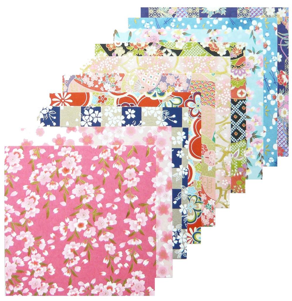 Kawasumi Washi Special Kyoto Yuzen Washi Chiyogami Various 10 Patterns Hand-Dyed Paper, 15cm, Patterns,