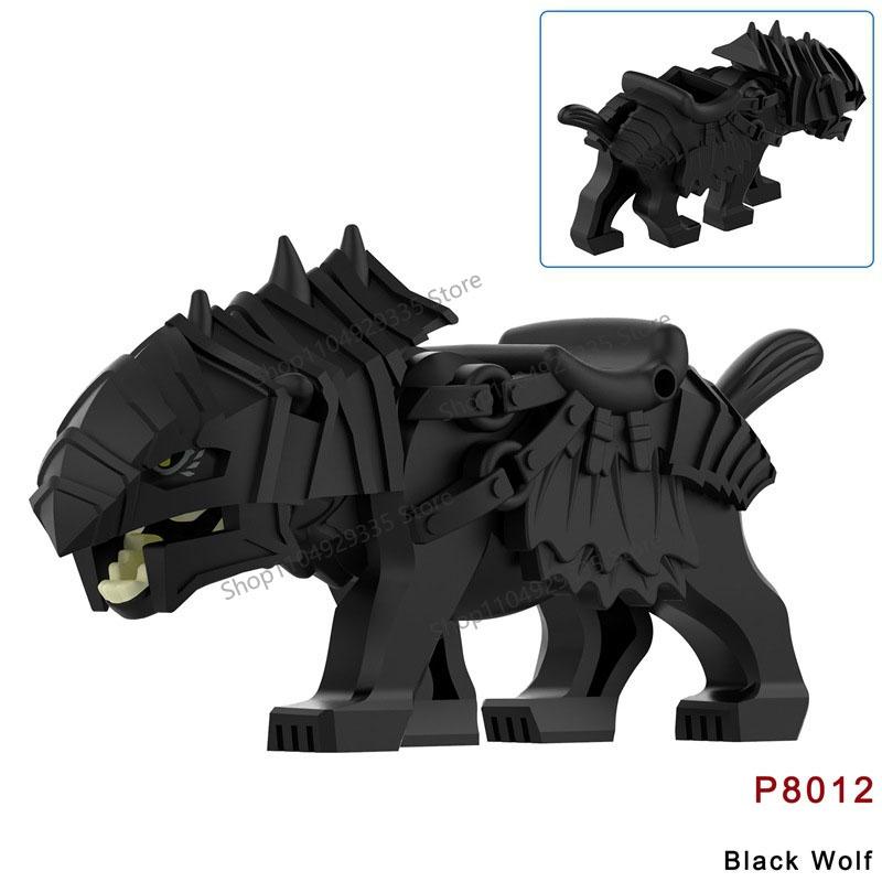 N813A N814 MOC Medieval Orcs Building Blocks Game Series Mini Action Figures Orc Warrior Mage Armored Wolf Mount Kids Model Toys