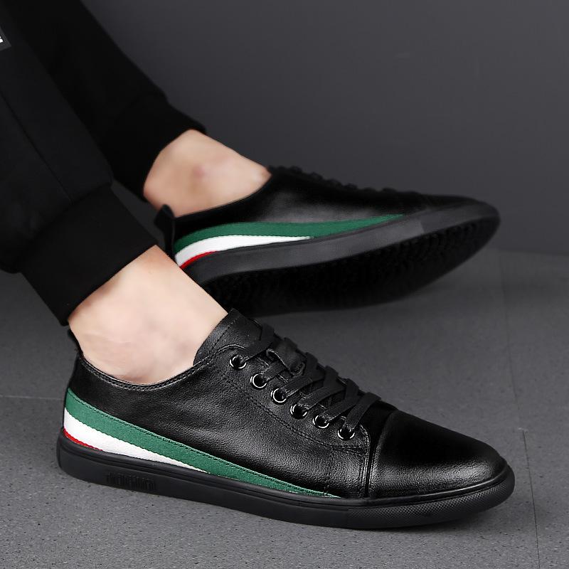 Summer Men'S Shoes Breathable British Casual Shoes Spring Board Shoes Korean Version Of Fashion Driving Leather Shoes Men'S Cowhide White Shoes Tide
