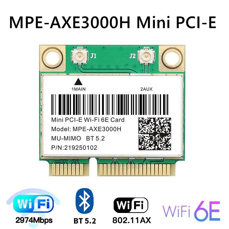 Mini PCI-E WiFi 6E Card MPE-AXE3000H - Tri-Band 802.11AX, BT5.2 Wireless Adapter for PC