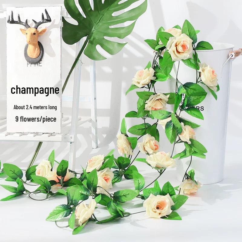 Artificial Cherry Blossom Vine - Silk Flower with 45 Rose Buds for Ceiling or Wall Hanging Decoration