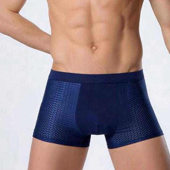 Sexy Men Mesh Hollow Solid Color Boxers U Convex Underwear Breathable Underpants