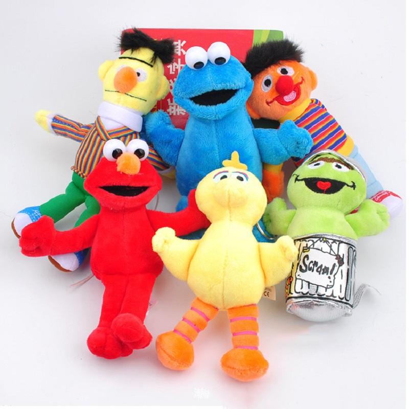 Adorable 6pcs Sesame Street Plush Doll Set Featuring Cookie Monster Elmo Big Bird Bert Ernie