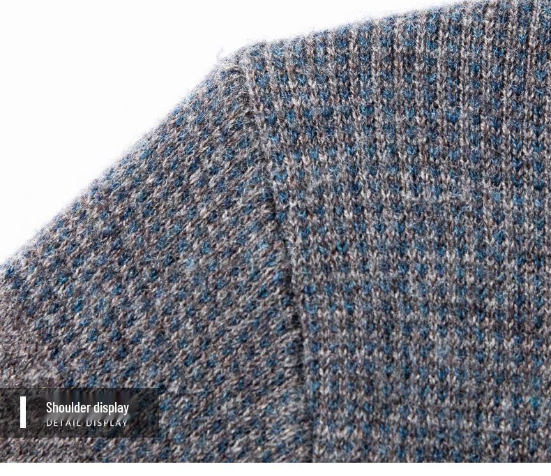 Men's 100% Wool Round Neck Sweater - 2025 Winter Fashion, Thickened Warm Base Layer for Young and Middle-Aged.