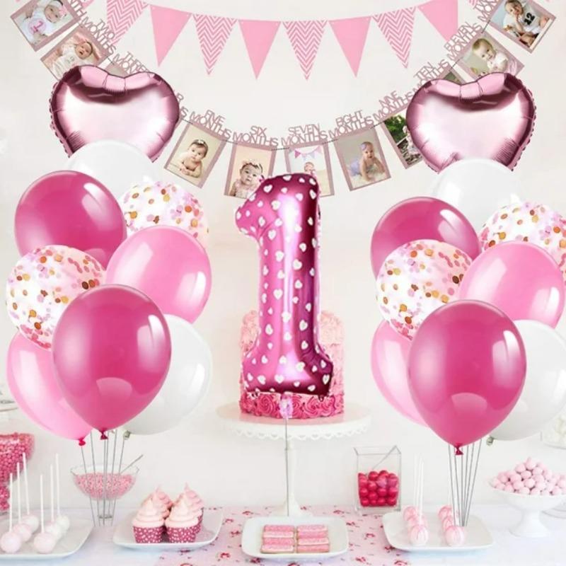 Rose Gold Confetti Star Heart Latex Balloons Birthday Party Decorations Wedding Anniversary Supplies Balloon Arch Kit