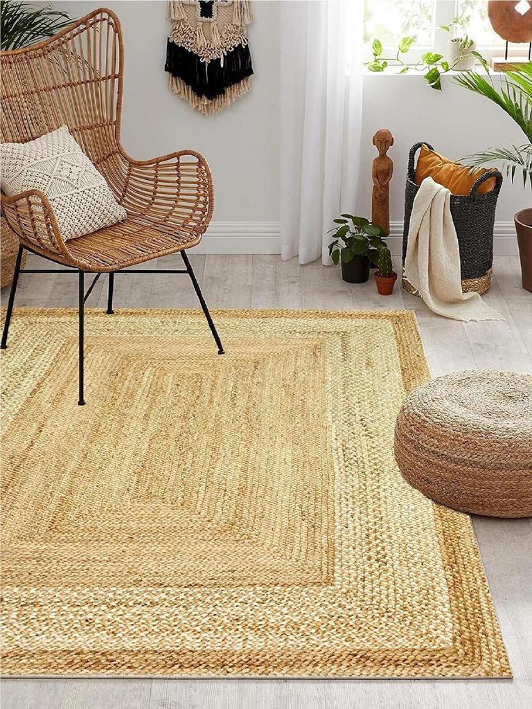 EPeddler Home Decorative Jute Pattern Digital Printing Washable Non-Slip Leather Base New Generation Living Room, Entrance, Bedroom Carpet