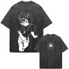 Anime Hunter X Hunter Chrollo Lucilfer Phantom Troupe Vintage Gewaschenes T-Shirt Mode Locker Baumwolle Kurzarm T-Shirt