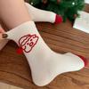 Women's Red Argyle Snowflake Warm Socks - Rabbit Fur, Thick, Mid-Calf, Ideal for Christmas & Spring Festival