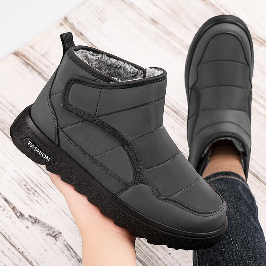 Men's Shoes with Plush and Thick Cotton Boots, Winter New Style with Plush Lining, Outdoor One Foot Casual Walking Snow Boots