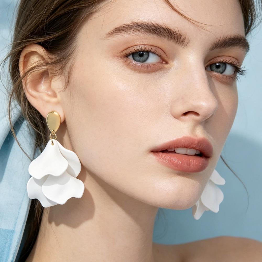 Women's Niche Irregular Petal Tassel Earrings, Exaggerated Light Luxury Design, Personalized High End Jewelry Gifts