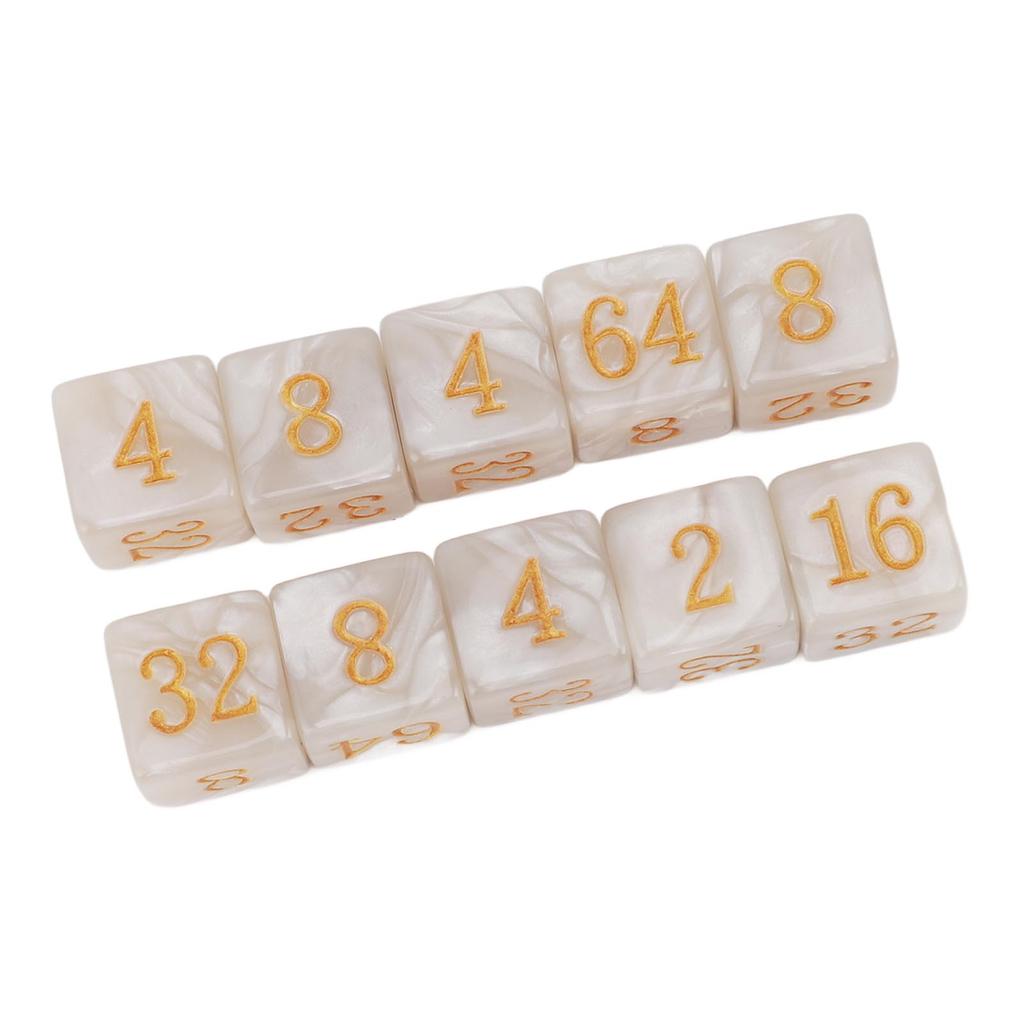 30PCS Number Dice Six Sided Multiples of 2 Number Plastic Light Weight Portable Dice   for Teaching Board Games