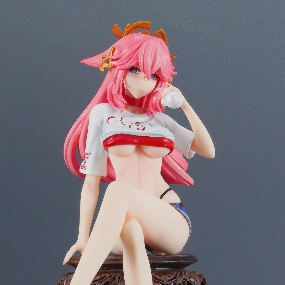 24cm/9.45in Anime Genshin Impact Figure Yae Miko Action Figures Pvc Statue Desktop Ornamen Collection Model Toys Gifts