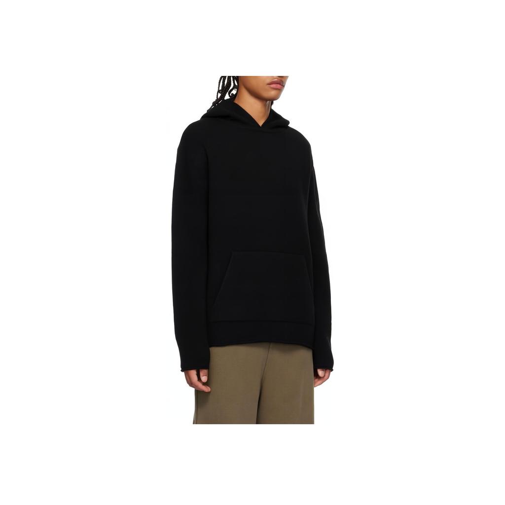 WE11DONE Solid Color Hooded Pullover Fitted Long Sleeve Sweatshirt Men Sweatshirt Black WD-KT3-23-639-U-BK