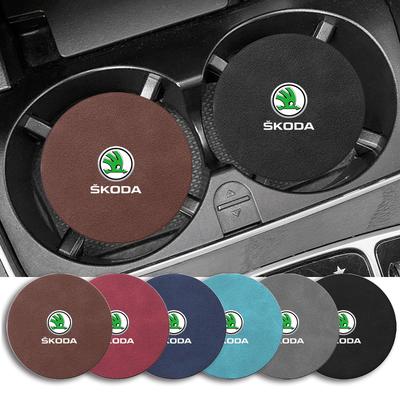 New Car Coaster Mat Water Cup Slots Non-Slip Pad for Octavia 1 2 3 A4 A5 MK2 Fabia Kapoq Kodiaq Rapid SCALA