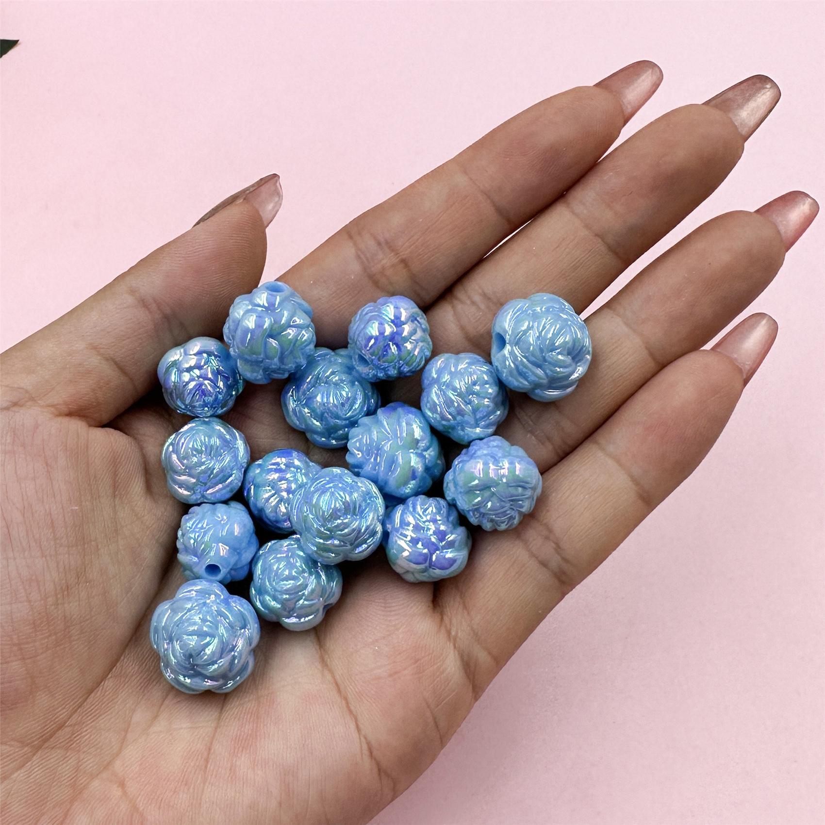 

15 шт. 15 мм модные акриловые цветы свободные бусины «сделай сам» для ожерелья, браслетов, изготовления ювелирных изделий 16*15mm светло-синий