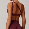 Sloping Shoulder Beauty Back Sports Underwear Women Shockproof Push up Sexy Workout Clothes Running Bra Outer Wear One Shoulder Yoga Vest