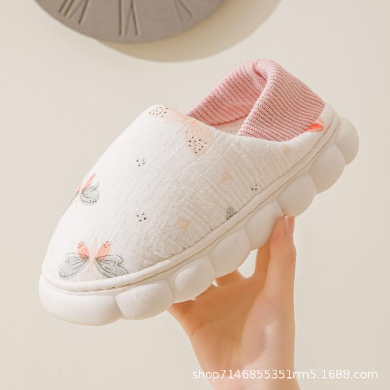 Shoes summer spring and autumn models 678 months breathable sweat-absorbing non-slip soft sole silent center bag heel cotton shoes