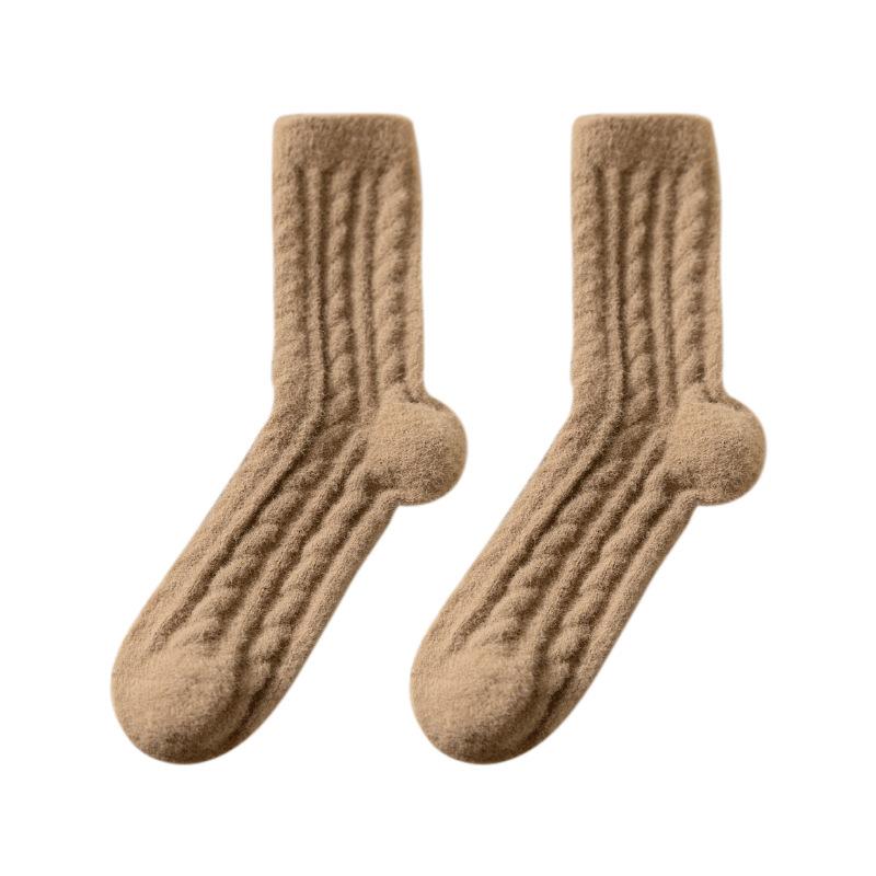 Coral Fleece Thick Sleep Socks for Autumn and Winter, Home Floor Socks, Plush Home Socks, Comfortable Mid-calf Women's Socks