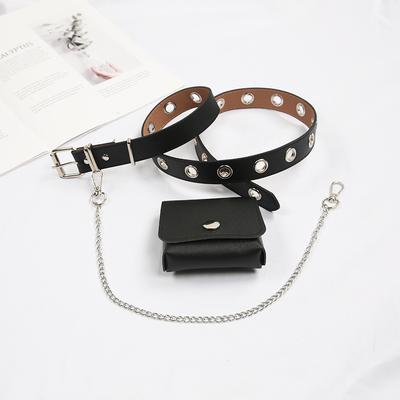 Punk Style Single-Row Buttonhole Lanyard With Bag Belt