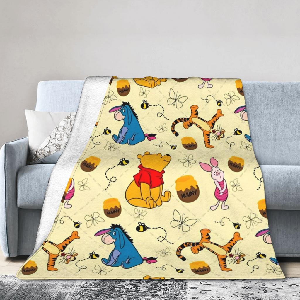 Couverture de couverture de dessin animé Winnie l'Ourson Flanelle Porcinet Tigrou Bourriquet Couvertures légères pour Chambre à coucher Canapé Couvre-lit