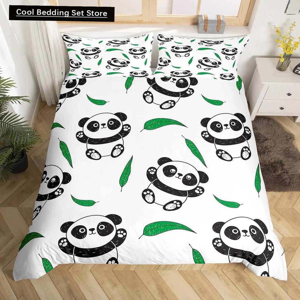 Panda King Full Bedidng Set Kids Romantic Bedding Set Cartoon Animal Duvet Cover Bicycle Balloon Dragonfly Polyester Quilt Cover