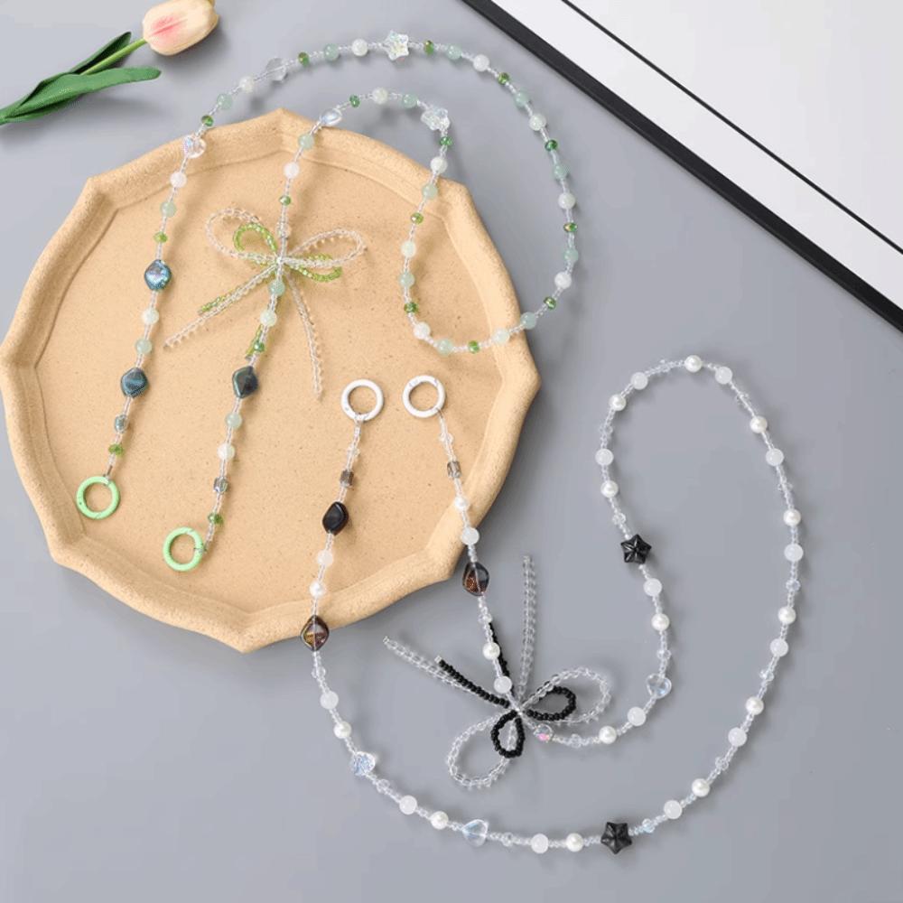 Bowkont Beaded Phone Chain Pearl Mobile Phone Crossbody Strap Beads Phone Lanyard  Keychain Pendant