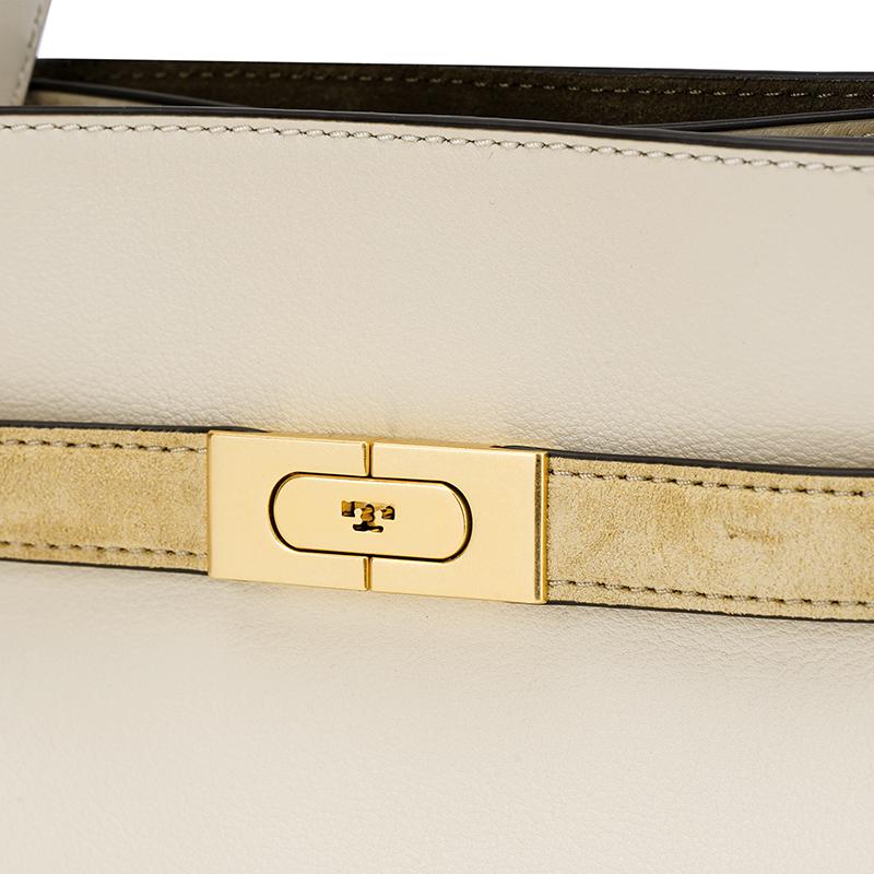 Tory Burch Lee Radziwill Button Closure Mini Leather Handbag Women handbag Beige 80673-122