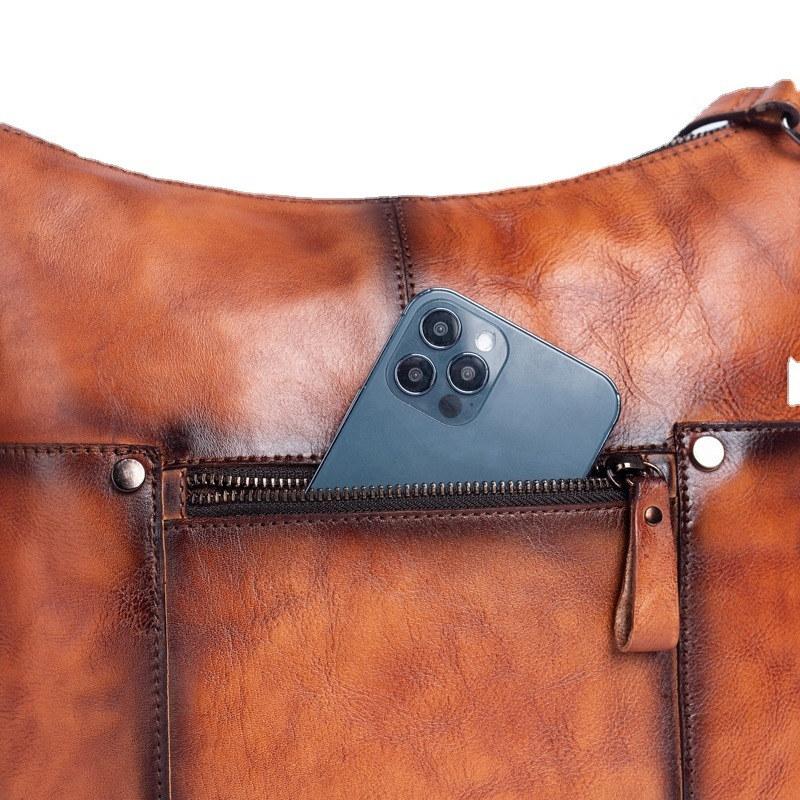 Vintage Design Shoulder Bags for Men Women Genuine Leather Crossbody Messenger Bag Fashion Zipper Purse GZW