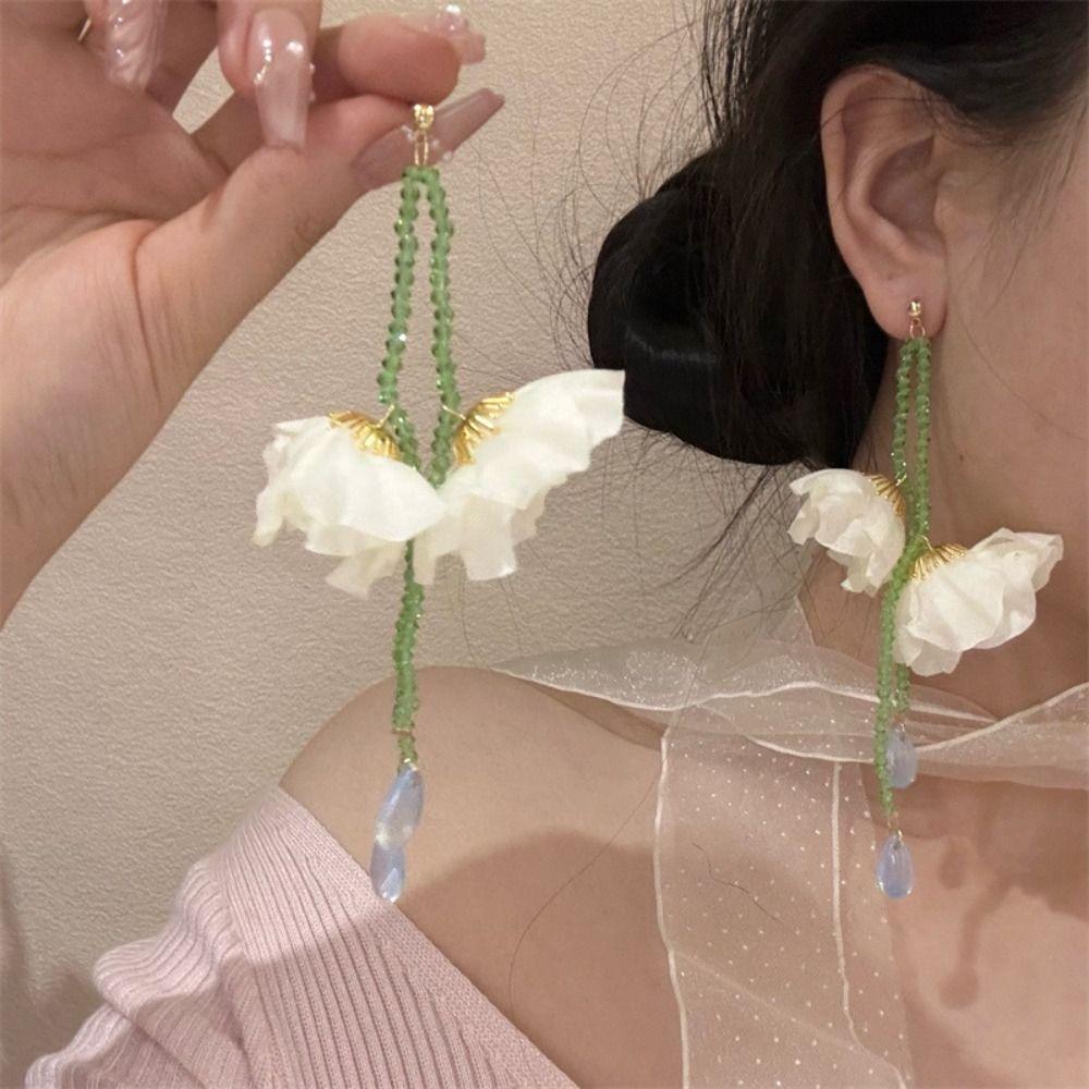 Handmade Resin Flower Necklace Korean Style Tassel Earrings Beaded Dangle Earring  Birthday Gift