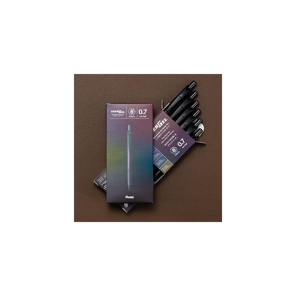Pentel EnerGel Gel Ink Ballpoint Pen 0.7mm Black Barrel 6 Color Set