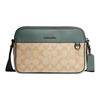 Graham 23 Classic Monogram Print Adjustable Shoulder Strap Zipper Leather Shoulder Bag Men Shoulder Bag Khaki Green CH062-QBVF5