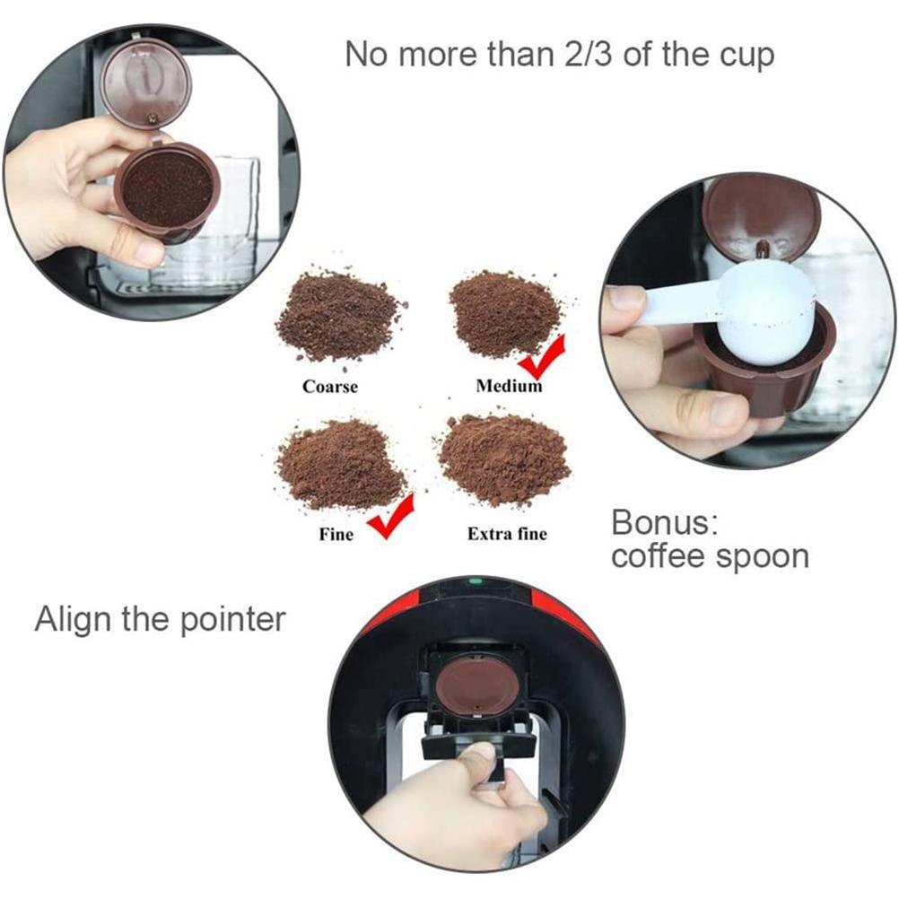 3 Stück Wiederverwendbare Kaffeekapseln Nachfüllbare Kapseln Plastik Wiederverwendbare Kapseln Nachfüllbare Kaffeefilter mit Löffel und