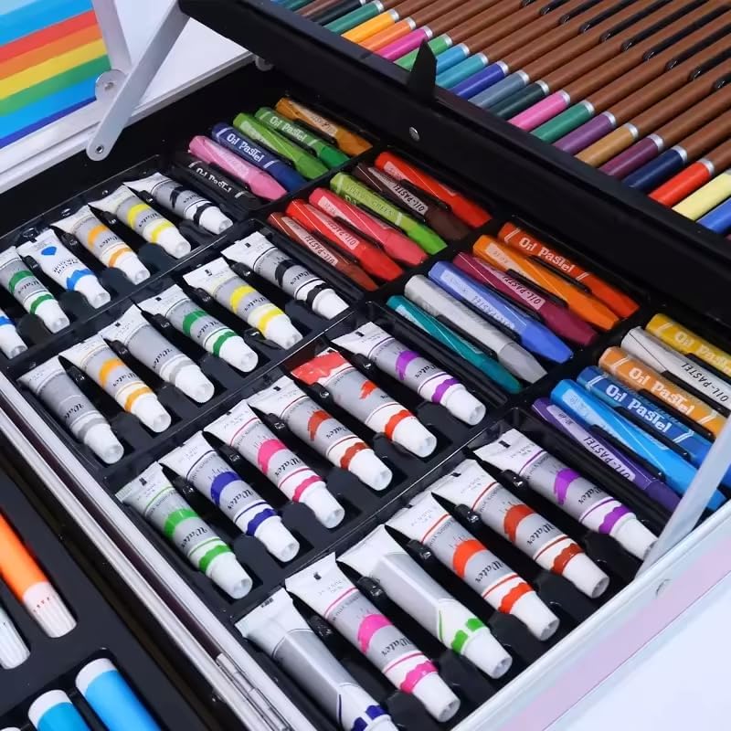 Art Set for Children 145 Pieces In a Unicorn Case - Pink