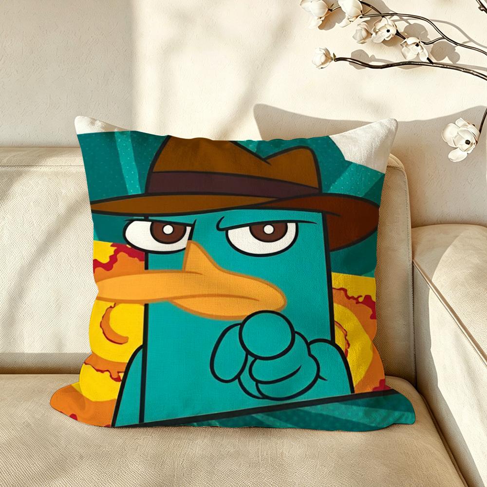Cartoon PPhineasaandFFerb Kissenbezug Kissenhülle Milbendicht Kissenbezug Seidiger Kurzer Plüsch Sofakissenbezug heiß
