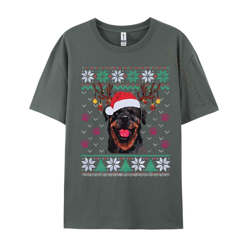 Rottweiler Christmas Santa Reindeer T Shirt Men New Fashion Tee Shirts Mens Casual TShirts Luxury Designer