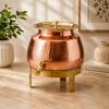 10L Puur Koper Waterdispenser Set met Standaard, Gehamerd Koperen Pot Matka met Lekvrije Messing Kraan, Deksel & Standaard