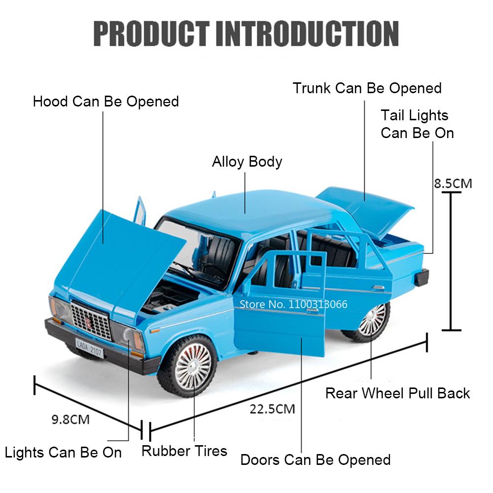 1:18 Russian LADA 2107 Niva Toys Alloy Diecast Cars Models Light Music Rubber Tires Vehicles Pull Back Miniature Car Kids Gifts