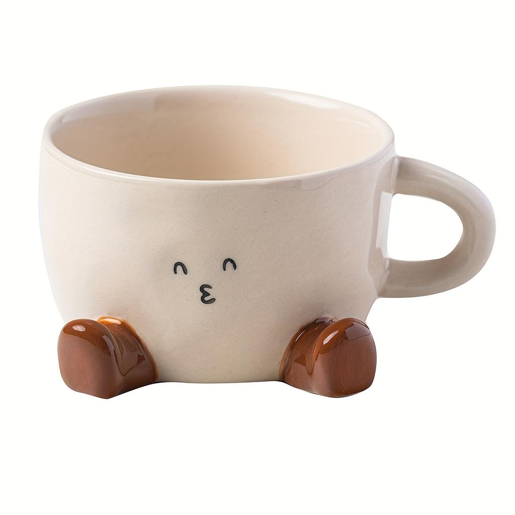 Keramik Süße Lächelnde Füße Kaffeetasse Cartoon Home Office Latte Mokka Heißer Kakao Party Familienbecher Geburtstag Feiertagsgeschenk