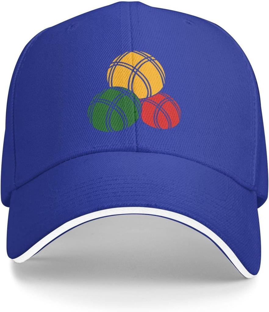 Bocce Balls Lover Graphic Baseball Cap Polyester Adjustable Sandwich Style Sports Hat for Adults