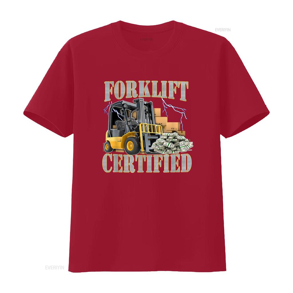 Forklift Certified T Shirt Funny Gift Bf25a Vintage Washed Versatile Casual Streetwear Soft Homme Breathable Stylish Graphic