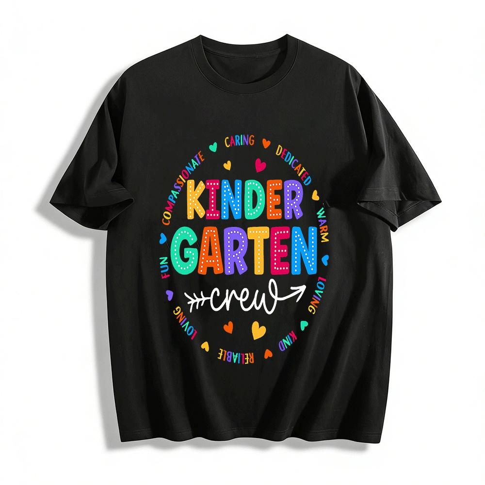 

Kindergarten Crew Kindness Themed Graphic Print Casual Top Pure cotton T-shirt XXS