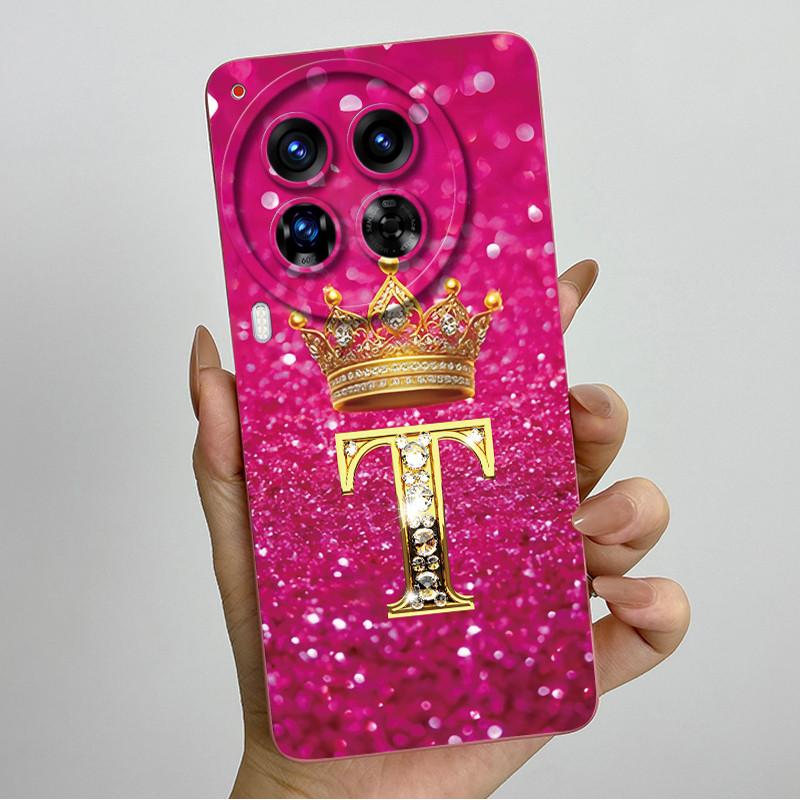 Camon30 Phone Case For Tecno Camon 30 Pro Premier 5G Casing Crown Letters Liquid Silicone Protection Back Cover Anti Slip Funda