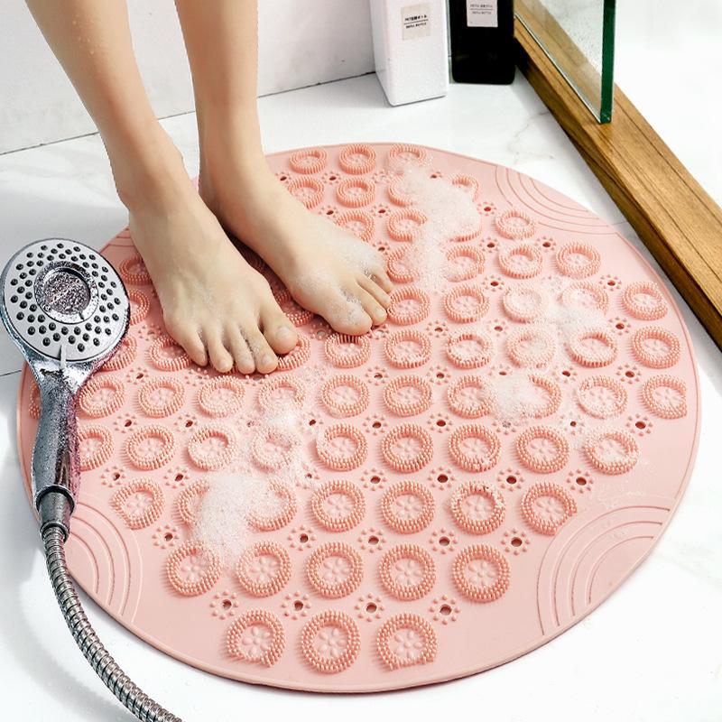 Round Bathroom Anti-slip Mat Shower Room Massage Mat Household Mat Bathroom Bath Silicone Foot Mat Bath Mat