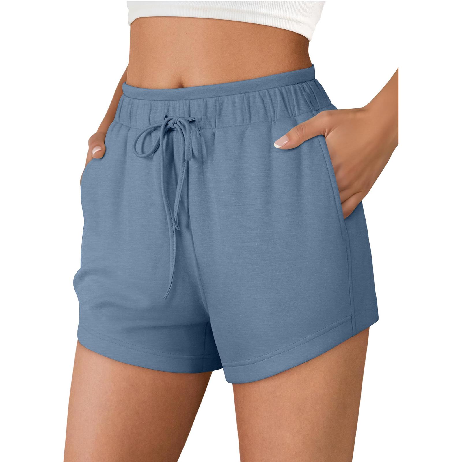 

Women s Casual Fashion Pants High-Waisted Drawstring Shorts XXL синий